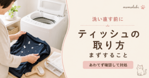 洗濯物に付いた白いティッシュくずを落とす様子