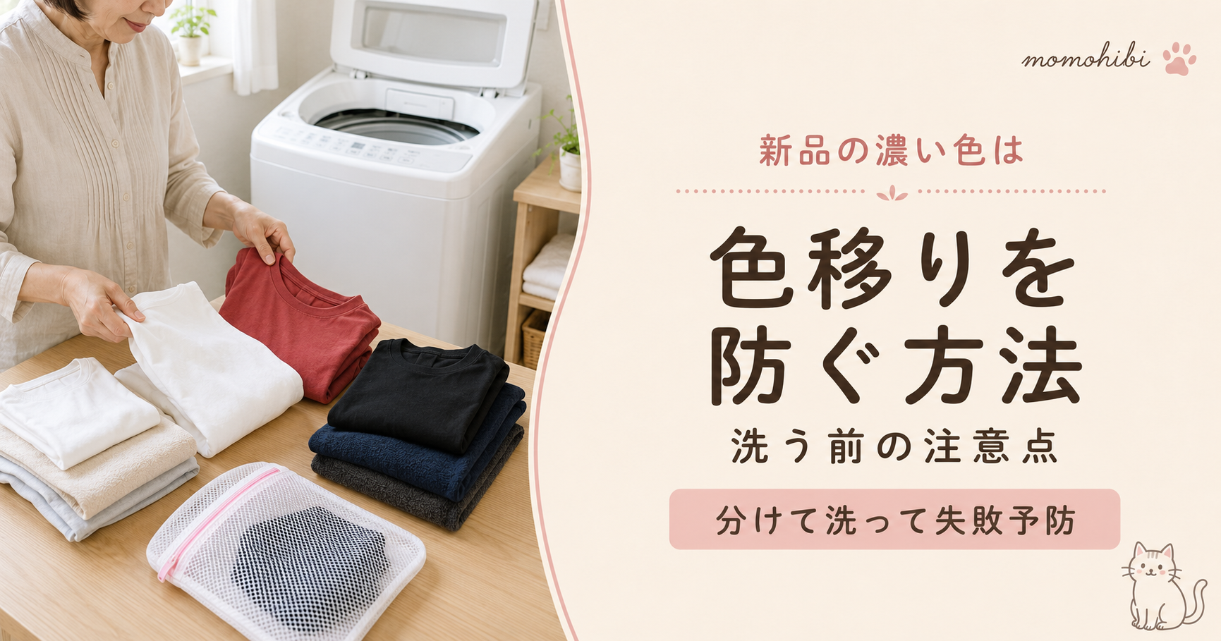 白いシャツへの色移りを防ぐ洗濯物の分け方