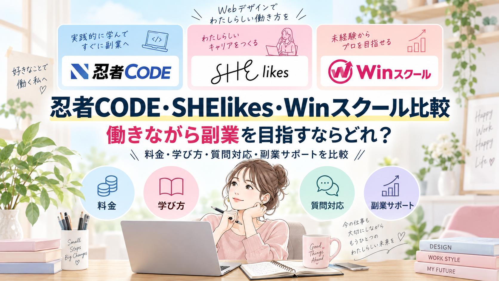 忍者CODE・SHElikes・Winスクールを比較する
