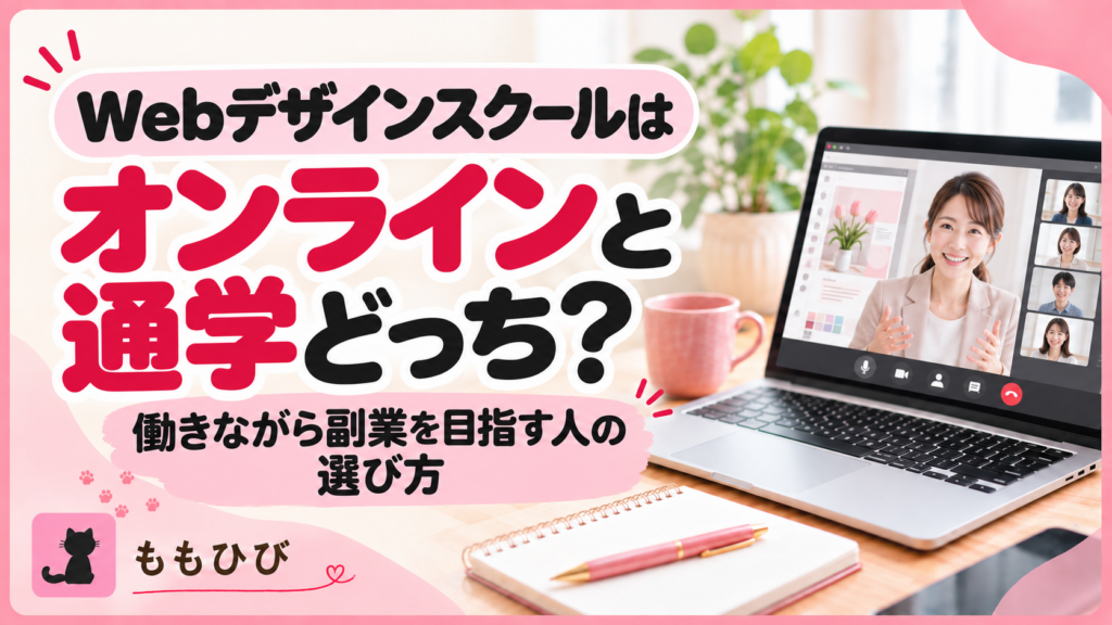Webデザインスクールはオンラインと通学どっち？働きながら副業を目指す人の選び方